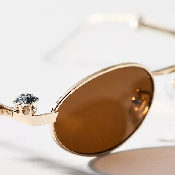 Anthropologie Tiny Gold Sunglasses with Gemstones - Picture 3 of 3